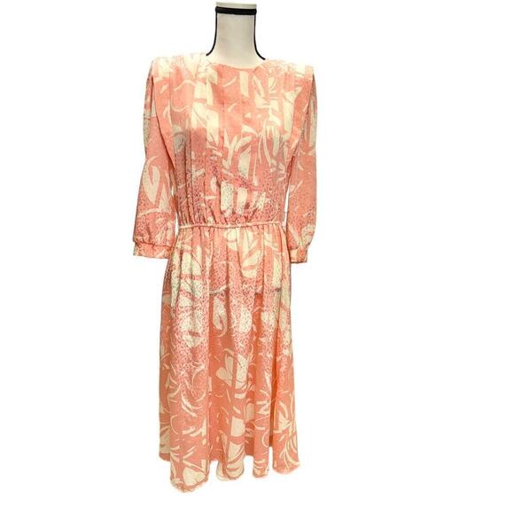 Vintage Secretary Pink and White Floral Dress 9/10 - Picture 1 of 9